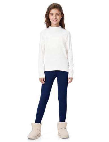 Auranso Girls Winter Warm Cotton Fleece Lined Leggings Thick Thermal Tights Pants2