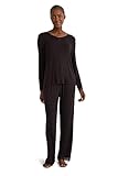 C&A Damen Pyjama Set Viskose|Synthetisch|Stretch Unifarben schwarz XL