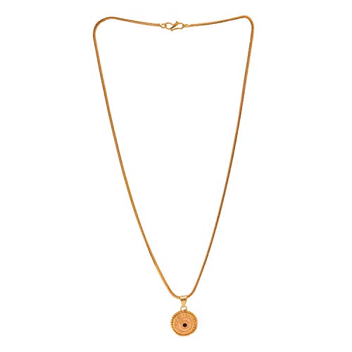 Jewar Mandi Round Gol/Heart Style Meena Work Gold Plated Locket/Pendant with Chain Daily use for Men, Women & Girls, Boys