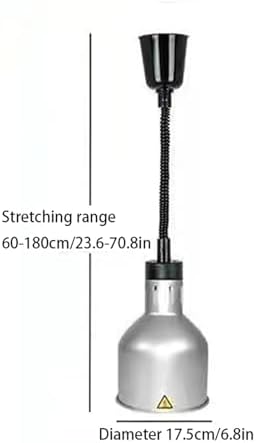 Adjustable 250W Retractable Hanging Food Heat Lamp - Commercial Food Warmer for Buffets, Kitchens, Fried Foods & Pizza - Available in Silver, Black & Red