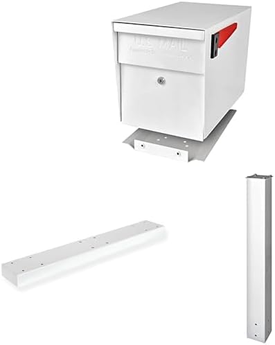 Mail Boss X3 In-Ground Mount Combo Kit Locking Metal Standard Mailbox - Alpine White