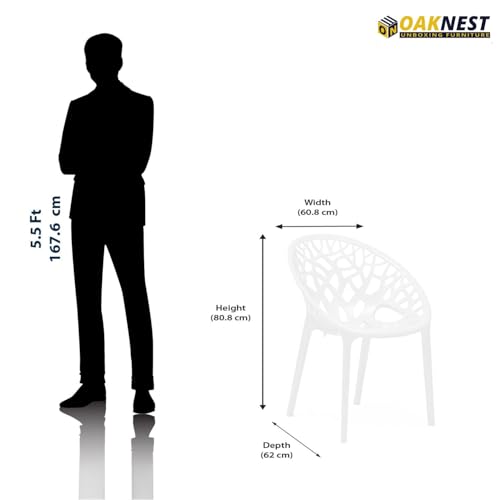 Image of Oaknest Neelkamal Crystal White Plastic Chair & Table Set | 4 Designer Chairs + 1 Center Table | Durable, Weather-Resistant, Indoor /Outdoor Use