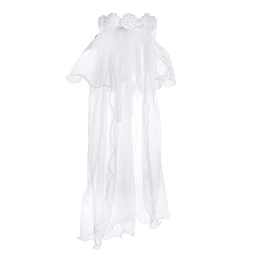 Girls First Communion Veil Two Layers White Flower Headband Flower Girl Floral Crown3