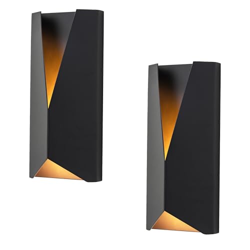 Modern Outdoor Wall Lights Exterior, Black Dimmable LED Wall Sconce,