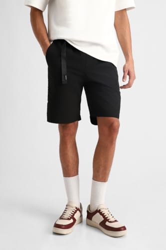 Image of SNITCH Men Casual Shorts | Regular Fit Mid Rise Solid Design | Lightweight 100% Nylon with Smooth Texture & Utility Pockets for Summer & Casual Wear