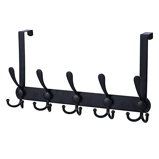 Encozy Over The Door Hooks,Coat Rack for Hanging Clothes Hat Towel (Heavy Duty Black 1pcs)