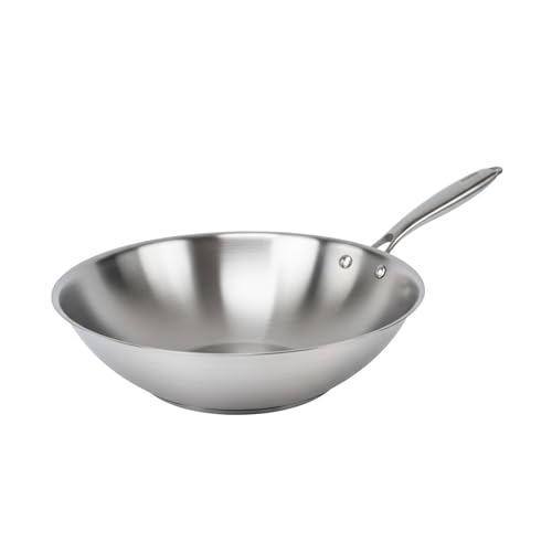 Fackelmann Vita3 Wok Inoxidable 28 cm, Acero Inoxidable Triply con Triple Fondo Difusor, Sin Antiadherente, Sin PFA, Apta para Inducción, Gas, Vitro y Horno, Sellado Perfecto, Lavavajillas