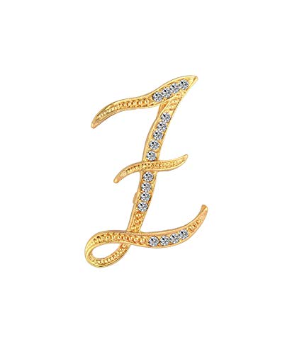 Kyezi Design and Craft 26 Letters Alphabet Initials Gold Plated Metal Lapel Pin Collar Crystal Brooch Rhinestone Brooch Pin (Z, 5 pcs)