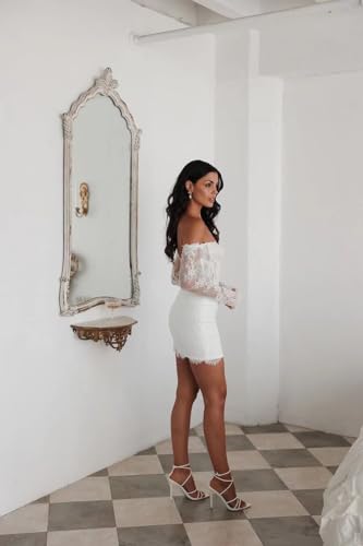 Smileven Short Wedding Dresses for Bride 2025 Lace Mini Formal Bridal Gowns with Sleeves4