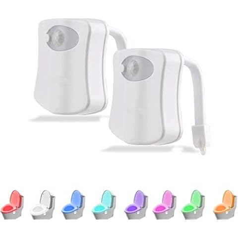 TechFaith Toilet Night Light, Toilet Bowl 8 Color Sensor Motion Activated, Water-Resistant, Fits Any Toilet Size (2 Pack) Cover