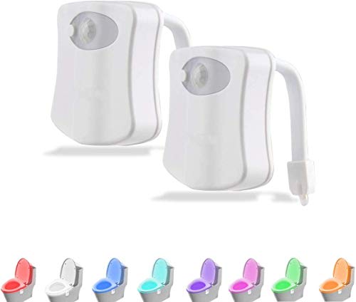 TechFaith Toilet Night Light, Toilet Bowl 8 Color Sensor Motion Activated, Water-Resistant, Fits Any Toilet Size (2 Pack) TechFaith Toilet Night Light, Toilet Bowl 8 Color Sensor Motion Activated, Water-Resistant, Fits Any Toilet Size (2 Pack)