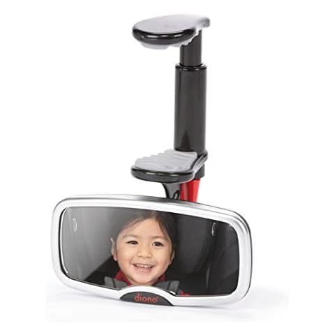 Diono See Me Too Rear View Baby Mirror for Car, Fully Adjustable with Wide Crystal Clear View, Shatterproof, Crash Tested Cover