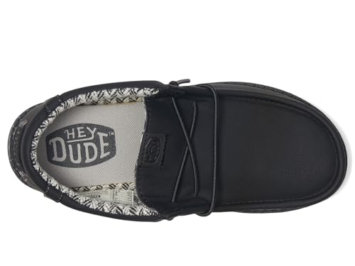 HEYDUDE Men's Kid Wally Classic (Little Kid/Big Kid), Black/Charcoal, 3 Medium2