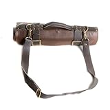 Estojo Porta Facas Raiz em Couro Natural Com 8 Repartições - Marrom