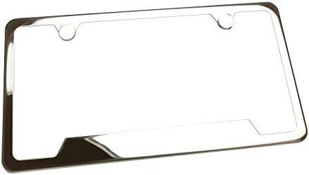 Circle Cool T304 Stainless Steel Polish Mirror Buttom Cut Out License Plate Frame Holder Tag w/Chrome Metal Cap …