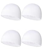 Kninmdor Sweat Wicking Skull Caps White Cooling Helmet Liner Hat Running Beanie Cycling Skullcap Sleeping Cap for Men Women (White Sets)