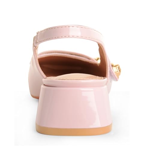 Image of Slingback Mary Jane Heels for Women Low Block Heel Closed Square Toe Pump Shoes Heels Classic Daily Office Dressy Shoes