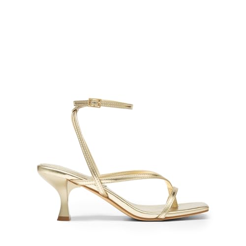 Dream Pairs Women'S Kitten Low Strappy Lace Up Heels For Women Open Square Toe Thong Ankle Strap Heels Sexy Fashion Comfort Dress Shoes Party Pumps Heeled Sandals,Size 11,Gold-Pu,Sdhs2405W thumb #1