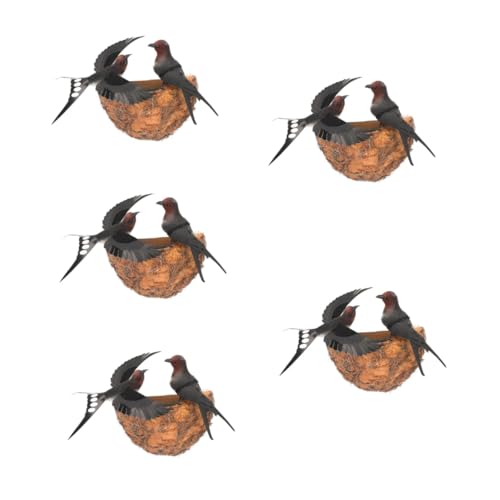 Hirondelle printanière et son nid décoratif pour balcon fleuri - 2