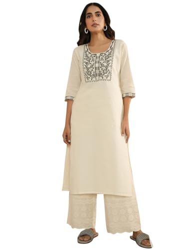 Image of Libas Womens Yoke Design Cotton Straight Kurta for Women Suit