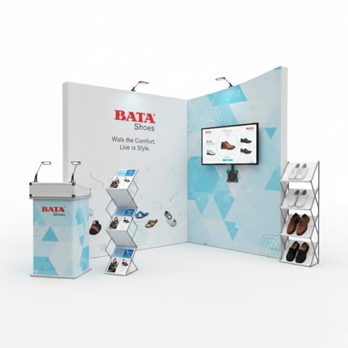 Custom Trade Show Booth 10x10 ft Modular Display Kit – Portable Exhibition Booth with Fabric Backwall, LED Lights & Monitor Bracket – Ideal for Trade Shows, Events & Exhibitions