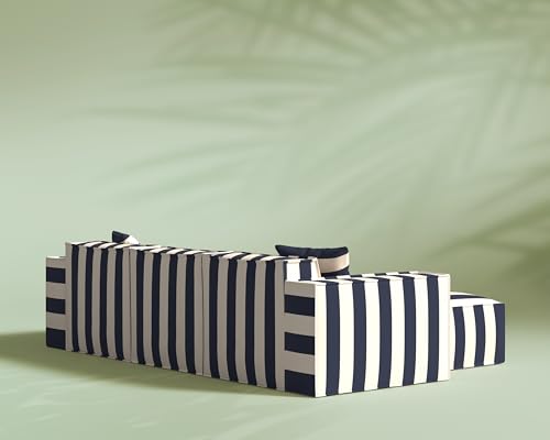 Image of ROVE LAB M1 Outdoor Sectional Sofa, Patio Furniture, Celestial Azure | Modular outdoor sectional with SolarWeave fabric, EcoDry fast-dry cushions, and tool-free assembly for outdoor living.