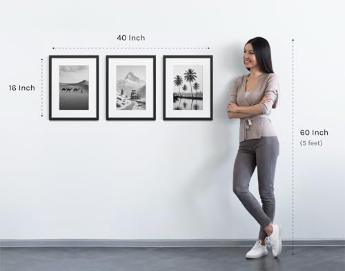 Image of 12x16 Photo Frame for wall (Set of 3) | Fits A4 Size Photo with Mat or 12x16 inch Without Mat | Black | Certificate & Gallery Wall Frames