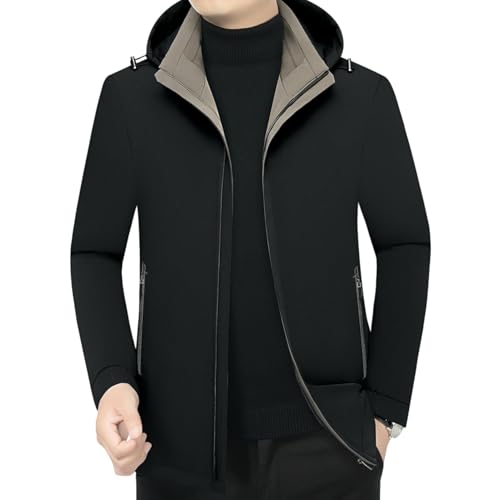 Doudoune d'hiver homme coupe-vent parka épaisse chaude à capuche amovible
