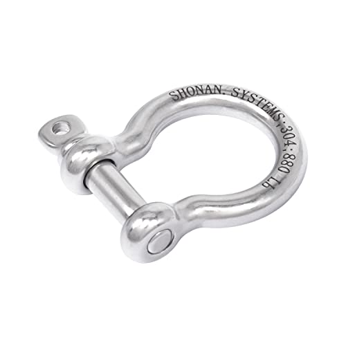 Shonan 1/4" Bow Shackles, Heavy Duty D Ring Shackle Marine Grade, 6 Pcs Stainless Steel Anchor Shackle Screw Shackles For Traction Steel Wire, Clevis Shackle For Lifting, 480 Lbs Capacity #TOP4