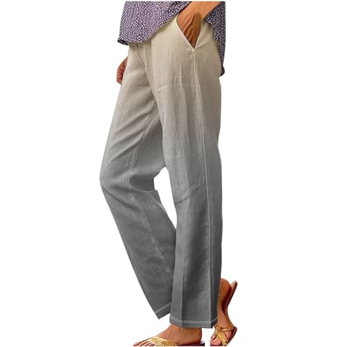 Floral Capris for Women, Casual Boho Floral Print Cotton Linen Pants Fashion Wide Leg Stripe Lounge Pant 4XL