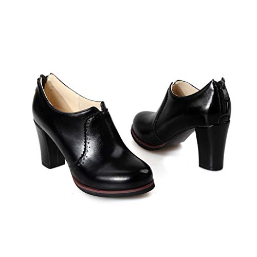 MIOKE Women's Chunky Platform Oxford Pumps High Heel Round Toe Slip On Zipper Vintage Uniform Dress Shoes2