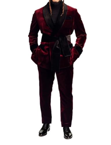 Costume en velours de luxe avec veste col châle pour homme Ulnomio