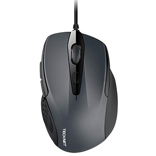 TECKNET マウス 有線 USB接続 光学式 6ボタン 1000/2000DPI 高精度 Windows 2000, XP, VISTA, 7, 8 and 10, Chromebook, Mac などに対応 コンパクト プラグ&プレイ