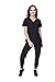Elements Select ES2936 7 Pocket, 4-Way Stretch V-Neck and Jogger Scrubs for Women Set (Black, Small)