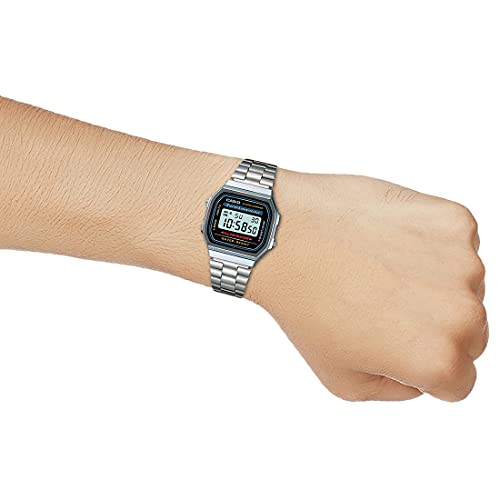 Image of Casio Unisex Vintage A168WA-1WDF Black Digital Dial Silver Stainless Steel Band D131