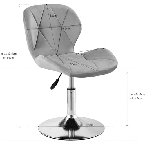 Charles Jacobs Static Swivel Geometric Design Chair with Adjustable Height - Grey Fabric