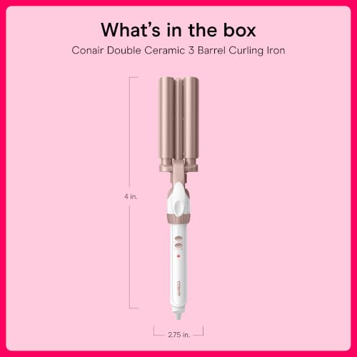 Conair Curling Iron & Waver Hair Tool, Triple Barrel, White/Rose Gold - image 7