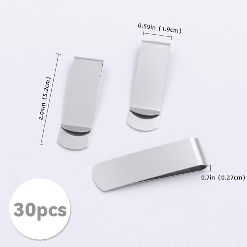 30 pcs Money Clip, Stainless Steel Wallet Credit Card Holder Cash Clip for Men Women, Business Card Holder Pocket for Front Pocket Minimalist Wallet Clip - Silver2