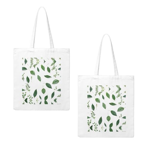 Eucalyptus Leaves Print Canvas Shopping Bag Reusable Eco-Friendly Handbag With Large Capacity For Everyday Use2