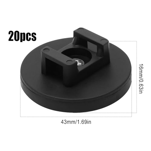 20Pcs Strong Magnetic Cable Zip Tie Base,Multipurpose Cable Ties Mount Wire Clips Management Base,Heavy Duty 18lbs Wire Cable Holder for Electrical Cable Wire (43mm, Count, 20) by dcvbny - Image 2