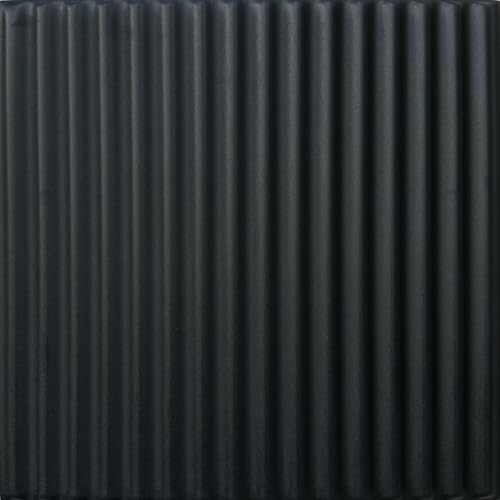 Ă LA MAISON CEILINGS R133 Corrugated Pre-Painted Foam Glue-up Ceiling Tile (128 sq. ft./Case), Pack of 48, Black Matte