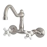 Kingston Brass KS3228PX Vintage Wall Mount Kitchen Faucet, Brushed Nickel, 8.5 x 8 x 6