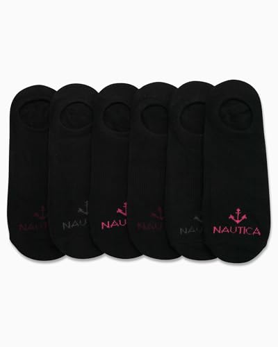 Image of Nautica Womens No Show Socks - 6 Pack Soft Stretch Performance Athletic No Show Liner Socks for Women with Non Slip Grip