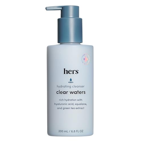 hers Clear Waters Facial Cleanser - Hyaluronic Acid, Squalane, & Green Tea Extract - Hydrating Face Wash for All Skin Types - pH Balanced & Paraben-Free - 6.8 Fl Oz