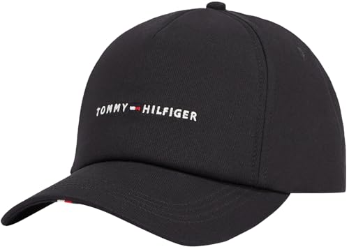Tommy Hilfiger Gorra Hombre Foundation Soft 6 Panel con Logotipo, Negro (Black), Talla Única
