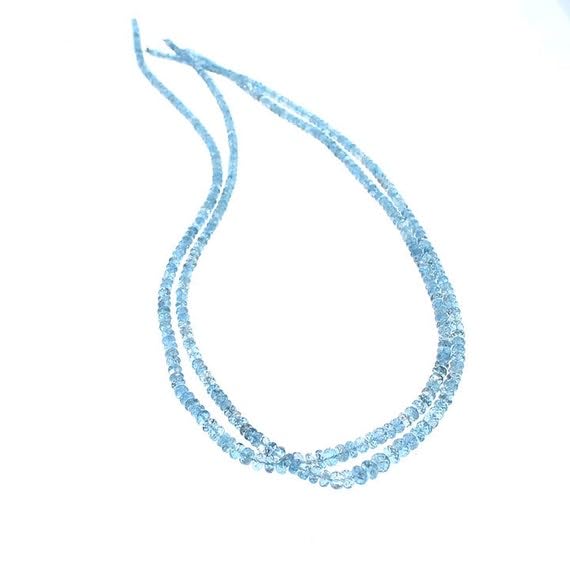 Aigue-marine perles rondelles facettées 2.8-6mm AAA pour création bijoux