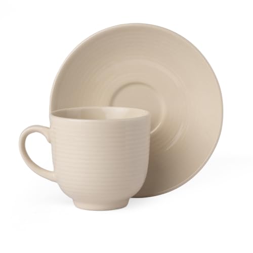 Image of Clay Craft Fine Ceramic Horizon Ivory Cups & Saucer, Set of 12, Cups for Tea & Coffee, Gift Set, Elegant Design for Home and Kitchen and Can Be Gifted to Your Loved Ones On Any Occassions