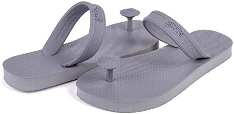 Gurus Natural Rubber Sandals for Women with Adjustable Ankle Strap Twist for Comfortable and Secure Fit, Indian Inspired Toe Post Sandal, Grey, ML