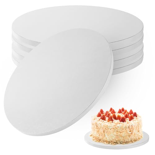 DUBUOZA 5 Stück Cake Board 30cm Rund,Tortenplatte Pappe 30 cm x 12 mm,Wiederverwendbare Cake Drum,Geeignet für 8-11 Inch Kuchen und Desserts usw (12 Zoll)