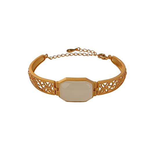 Bracelet rétro femme en jade Hetian plaqué argent anti-ternissement